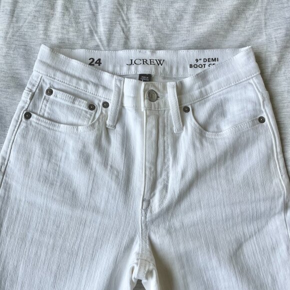 J.Crew Mid-Rise Cropped Demi-Boot White Jeans Size 24 - Picture 3 of 7